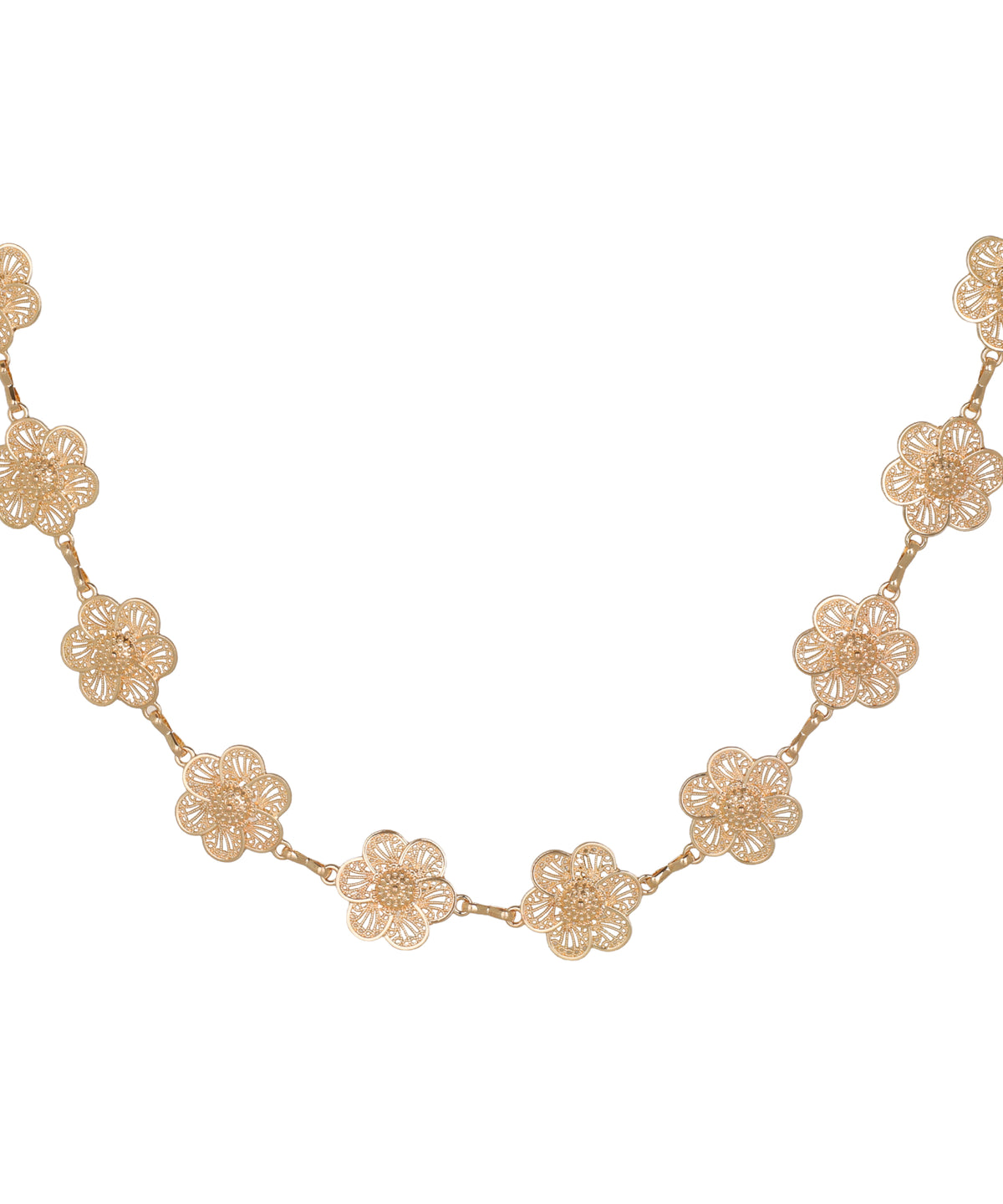 Draped silhouette waist chain with linked floral segments