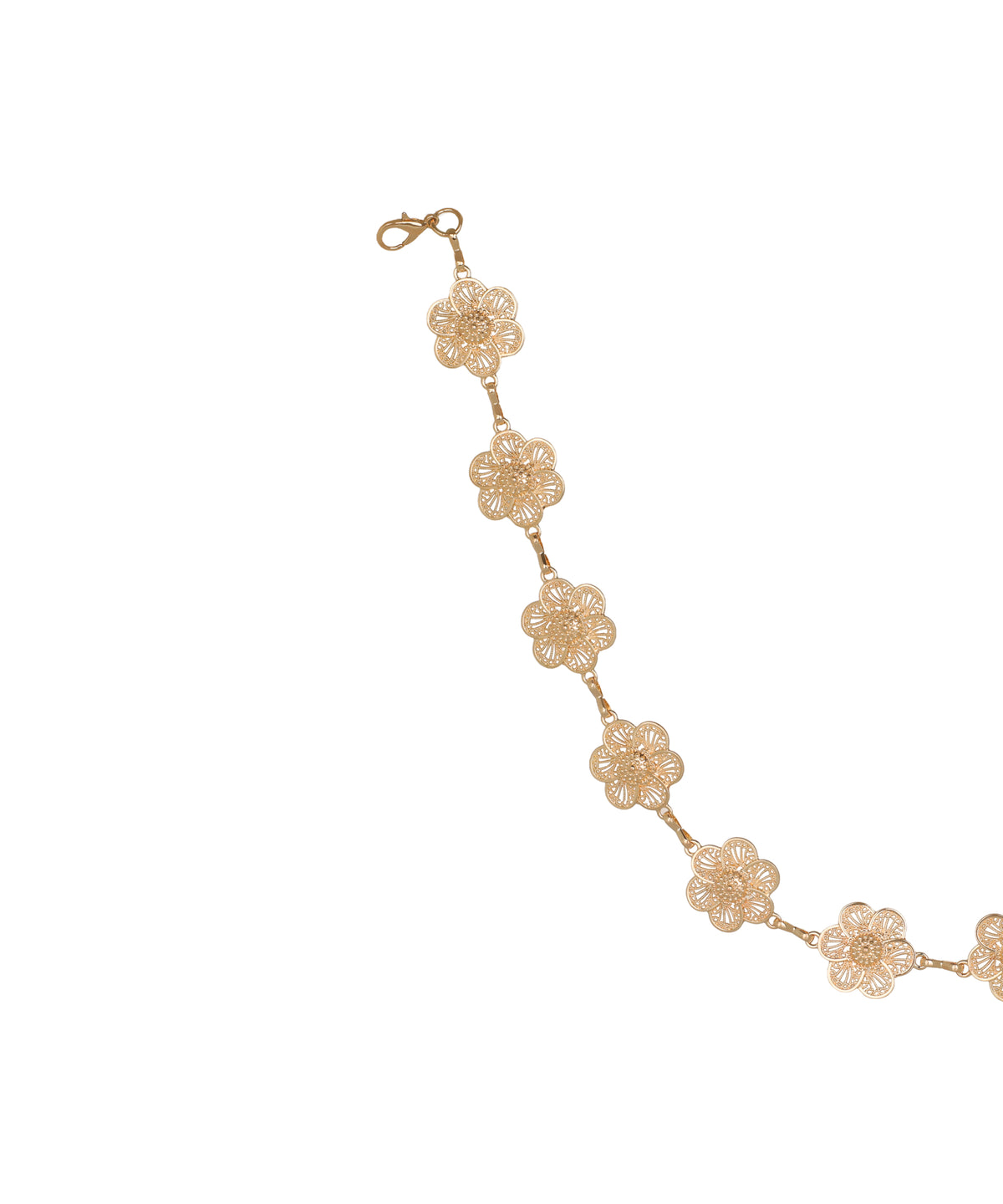 Waist chain with openwork flower links and chain extension