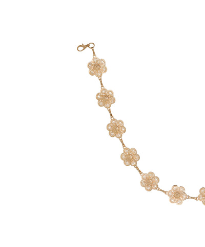 Waist chain with openwork flower links and chain extension