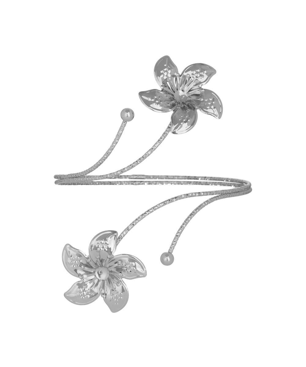 Floral Motif Open Arm Cuff | Stylika