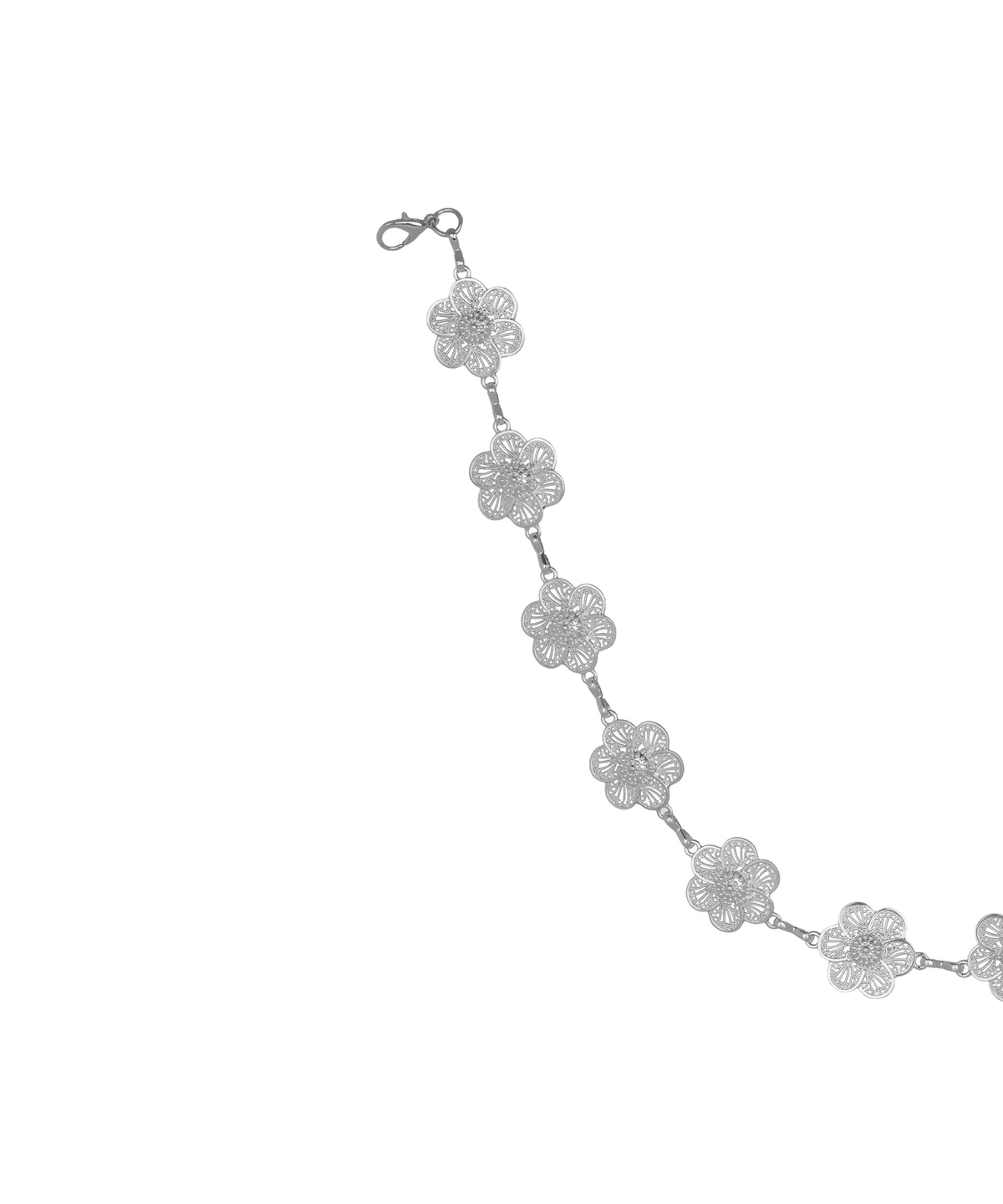 Draped silhouette waist chain with linked floral segments