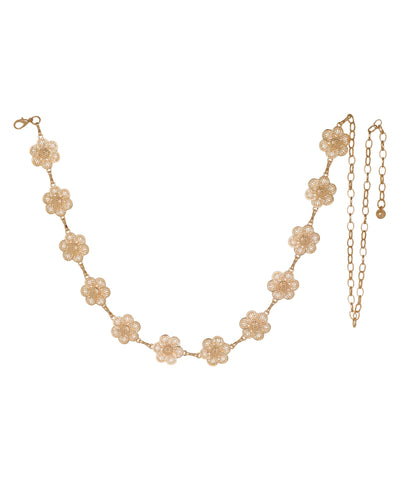 Waist chain featuring a recurring floral openwork motif