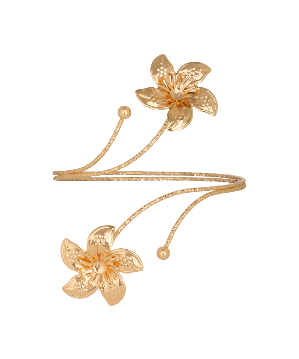 Floral Motif Open Arm Cuff | Stylika