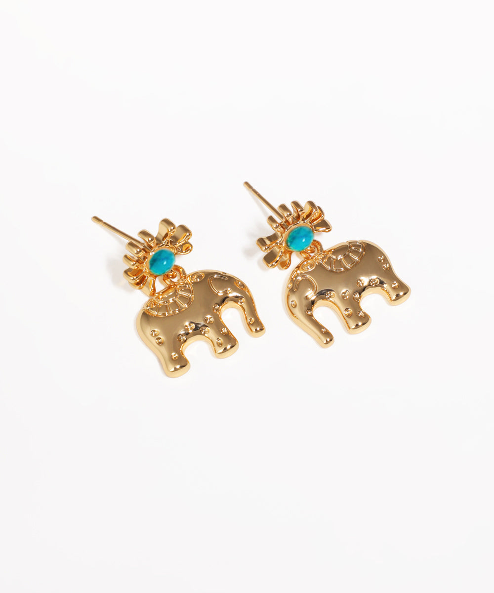 Intricate Sunburst Elephant Charm Drop Earrings | Stylika