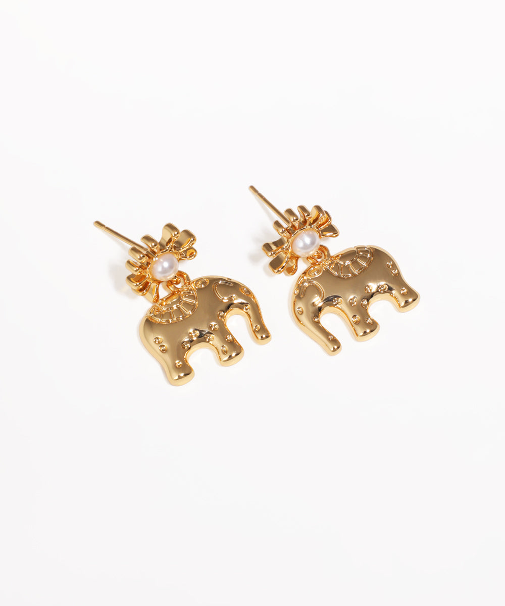 Intricate Sunburst Elephant Charm Drop Earrings | Stylika