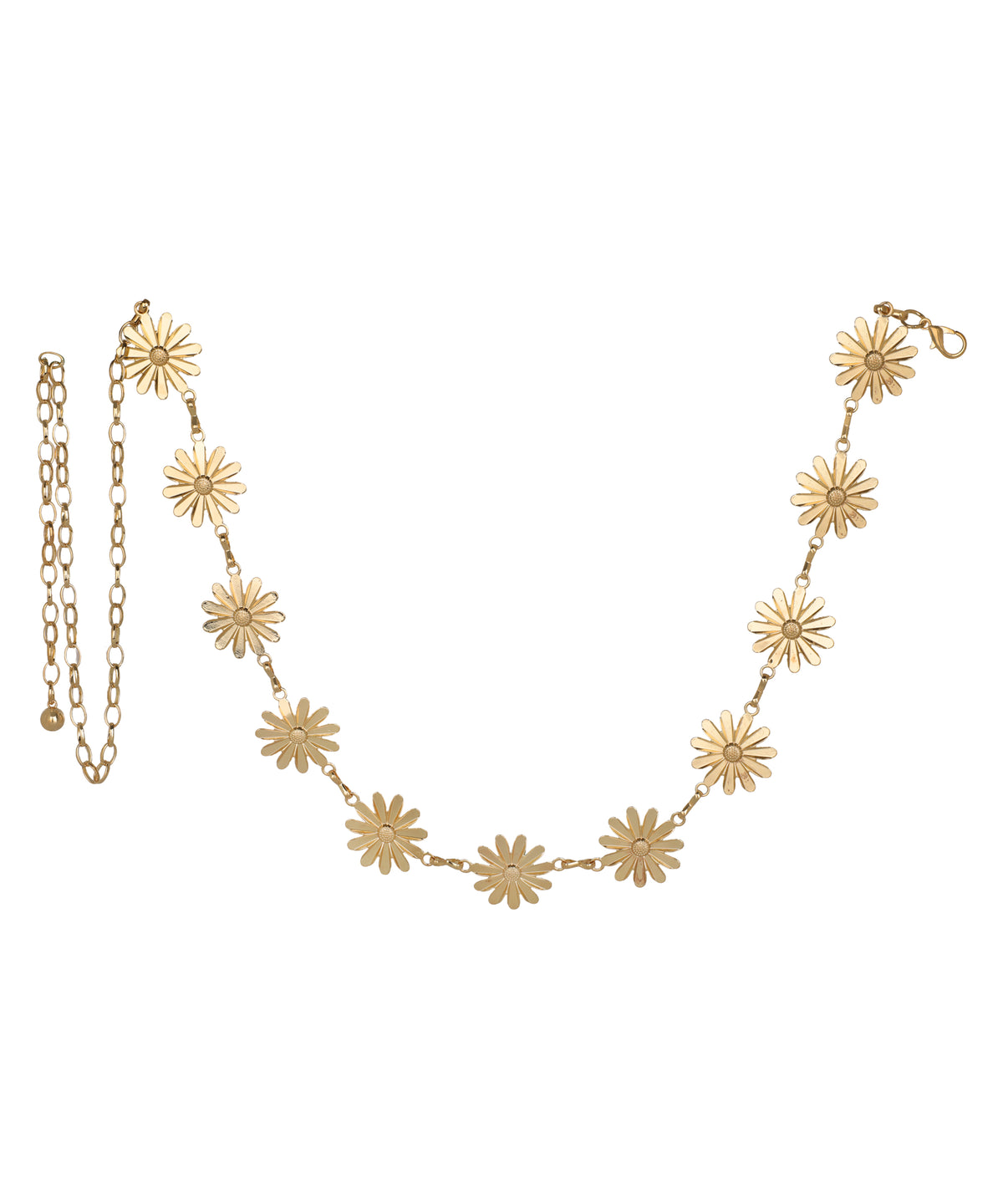 Waist chain featuring a repeating daisy floral motif