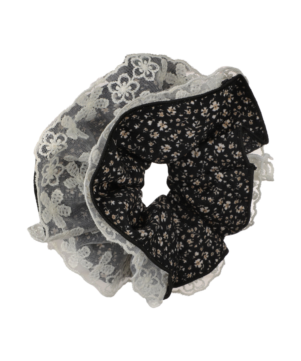Floral Lace Trim Hair Scrunchie | STYLIKA