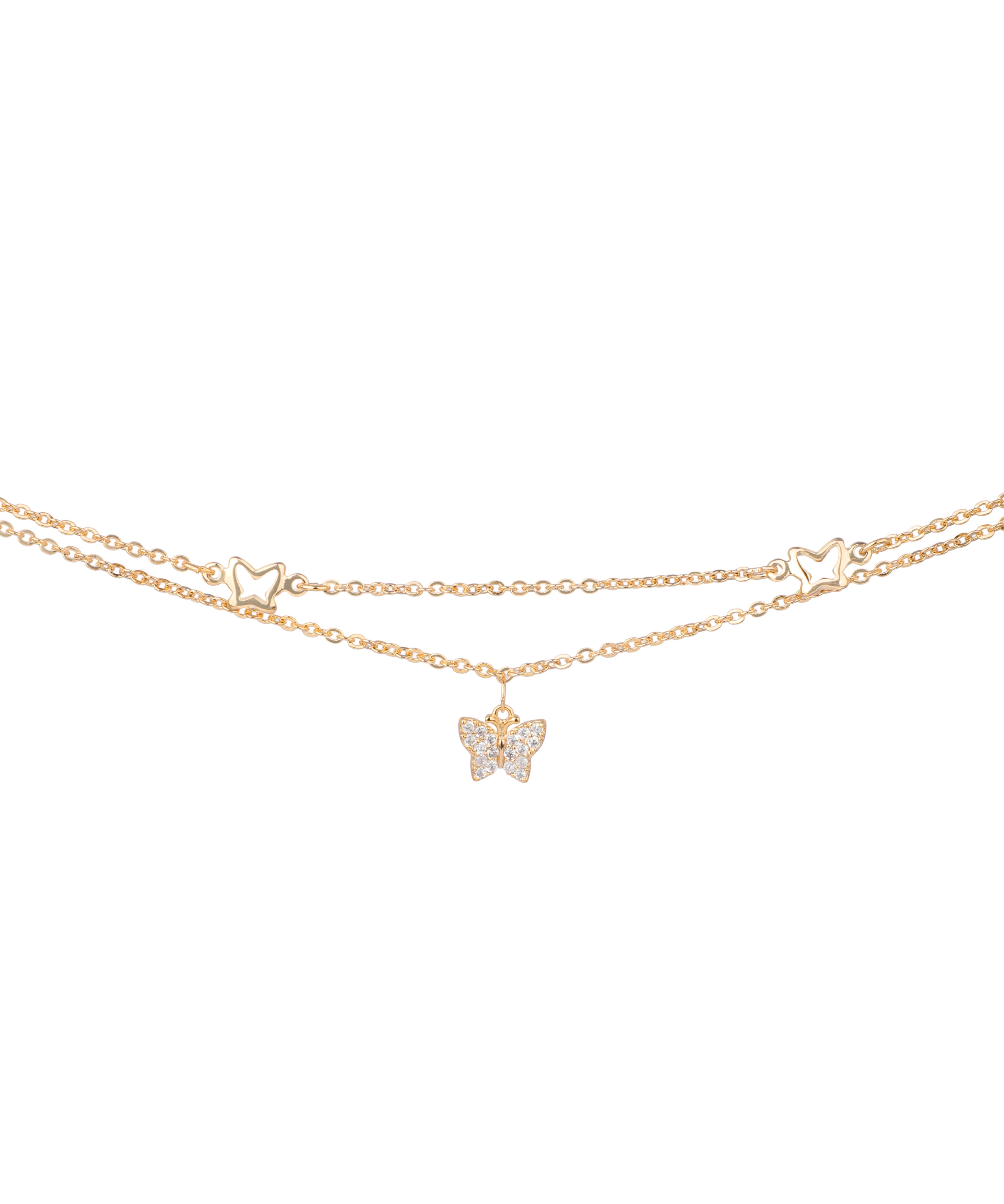 Butterfly Motif Layered Chain Anklet | Stylika