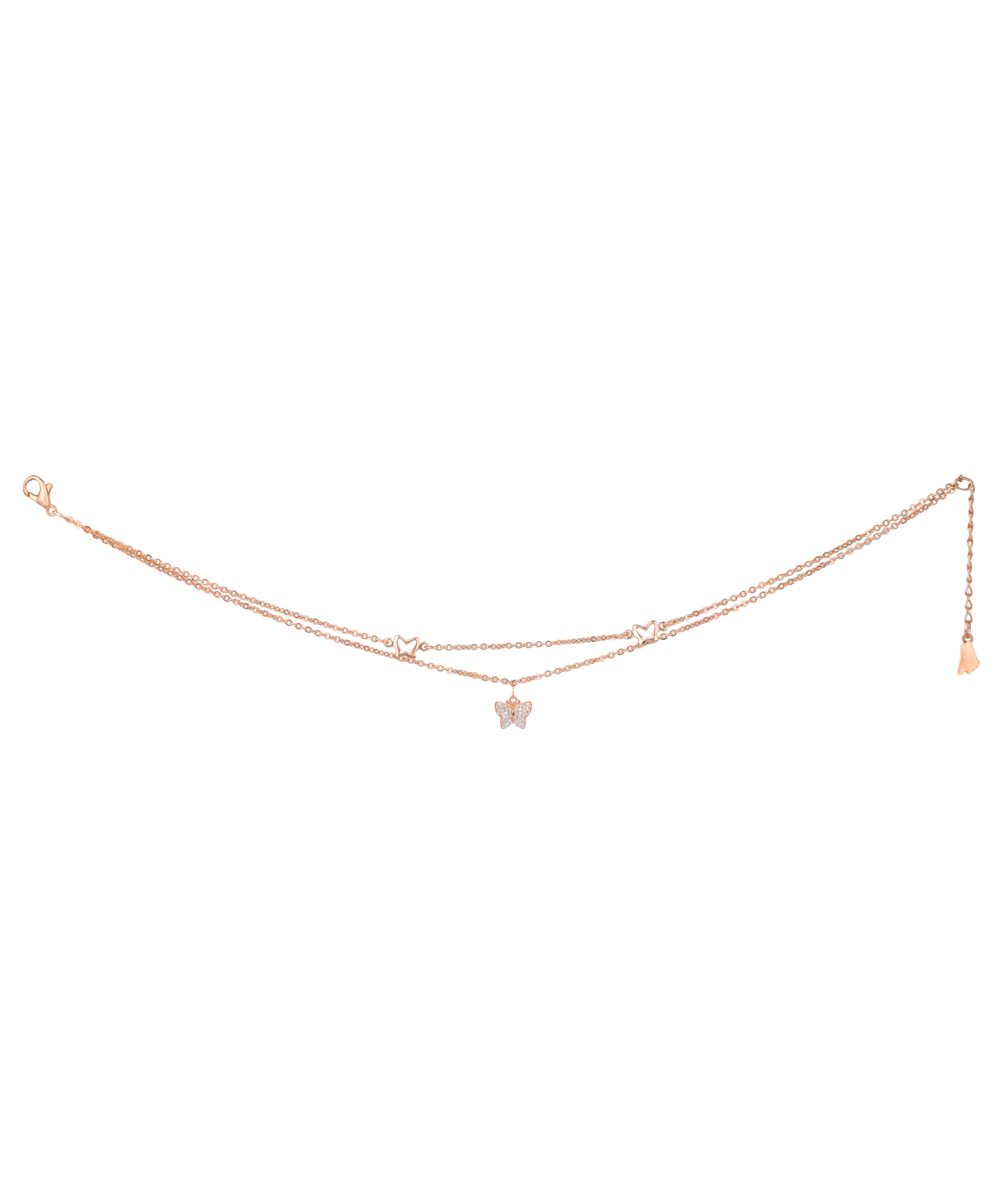 Butterfly Motif Layered Chain Anklet | Stylika