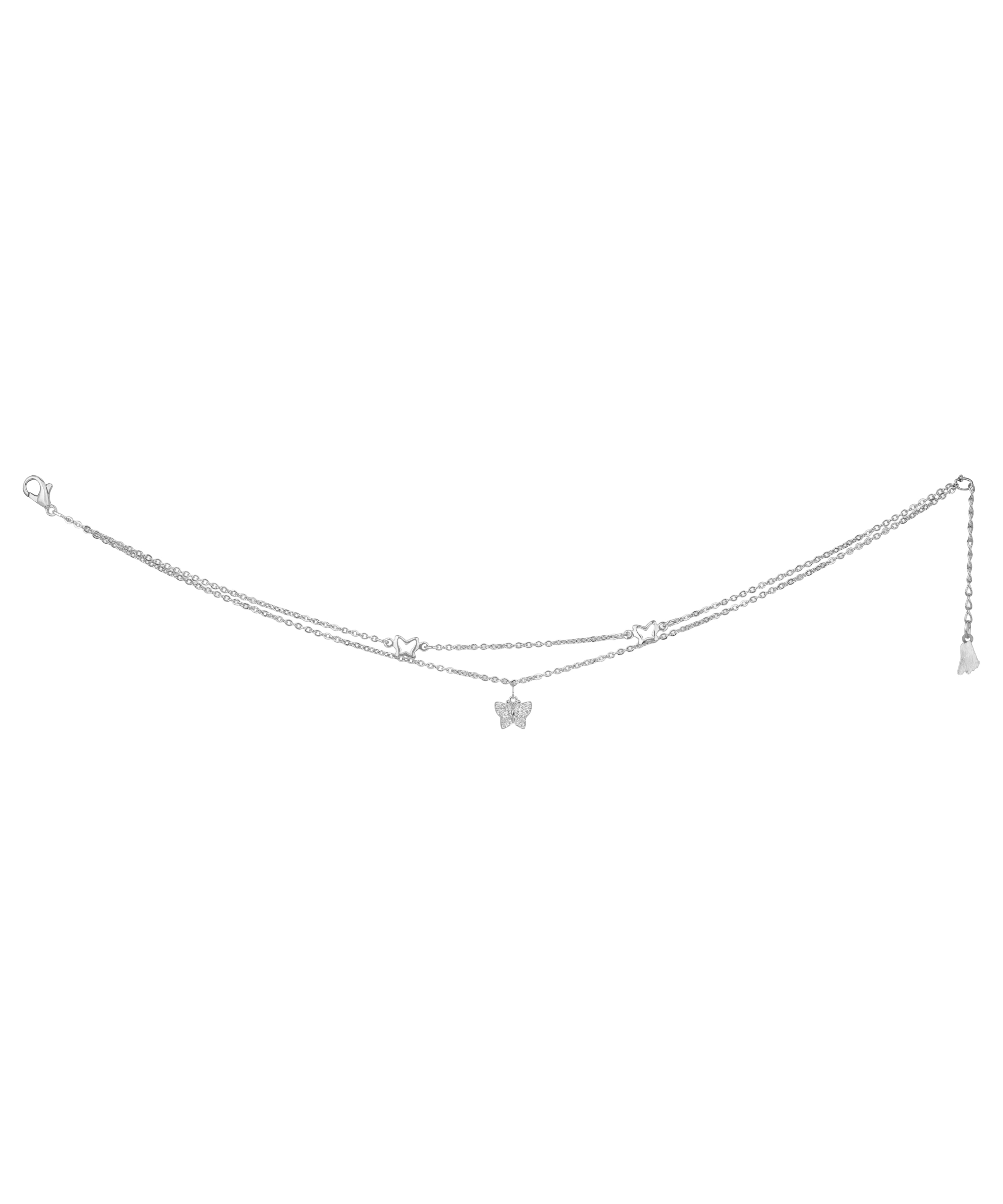 Butterfly Motif Layered Chain Anklet | Stylika