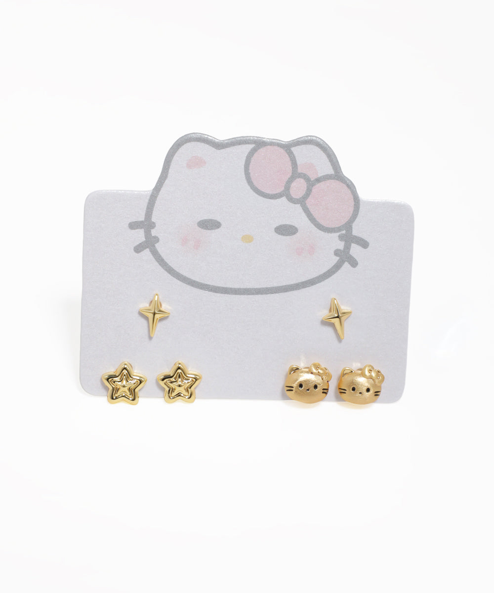 Fashion stud earrings set with playful cat and star shapes