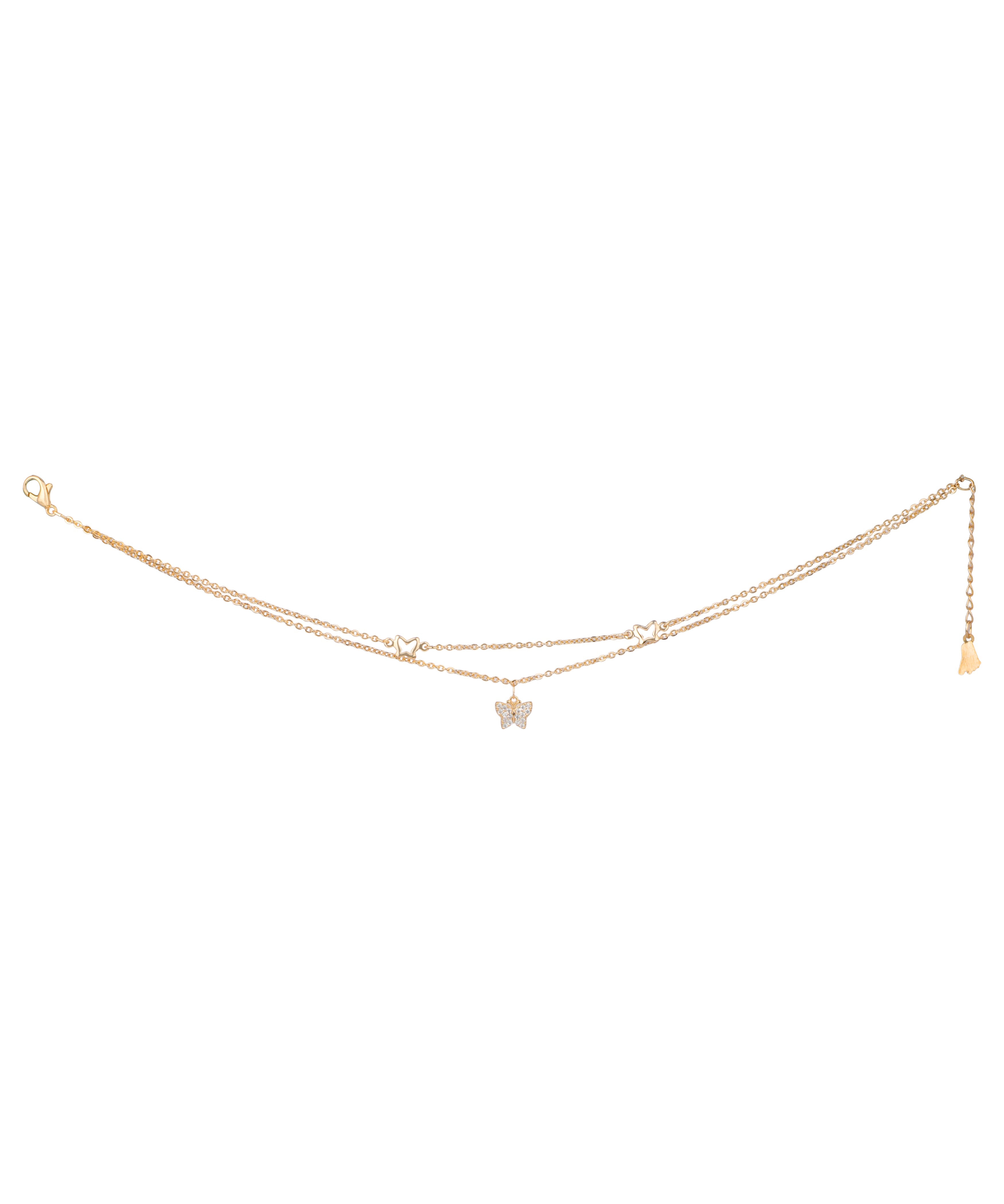 Butterfly Motif Layered Chain Anklet | Stylika