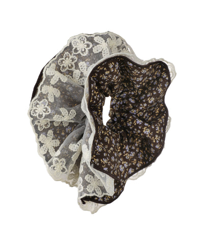 Floral Lace Trim Hair Scrunchie | STYLIKA