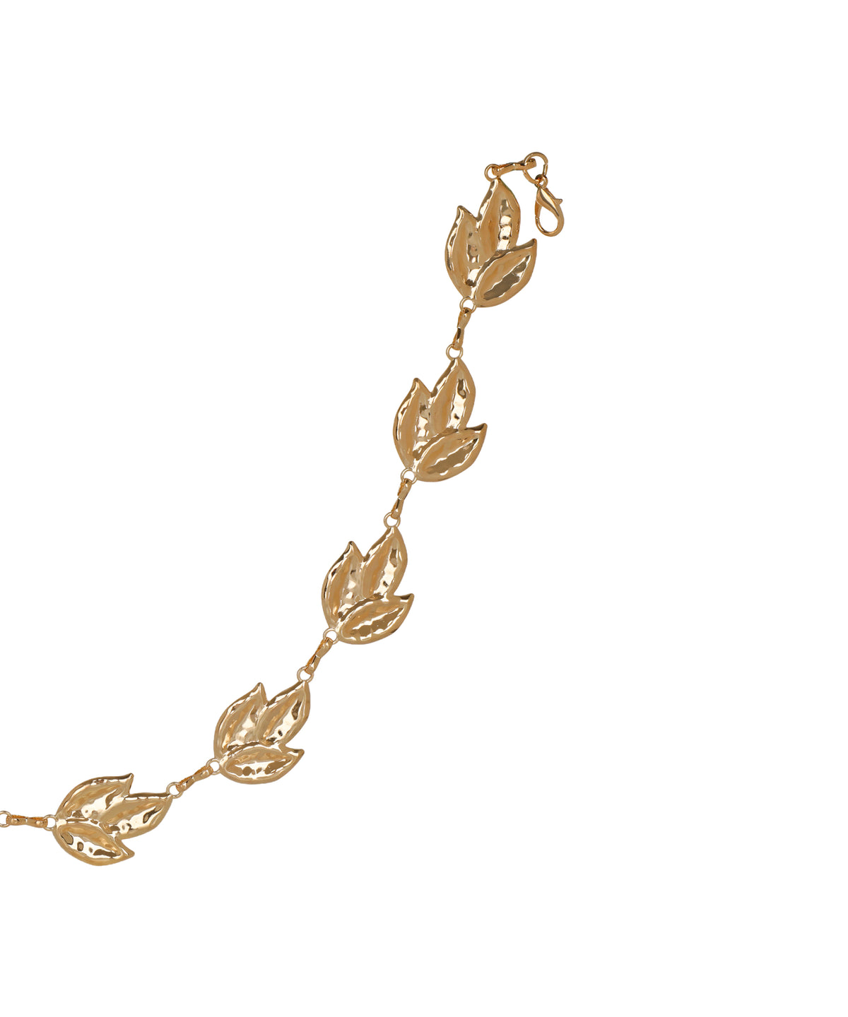Waist chain with connected leaf-shaped design elements