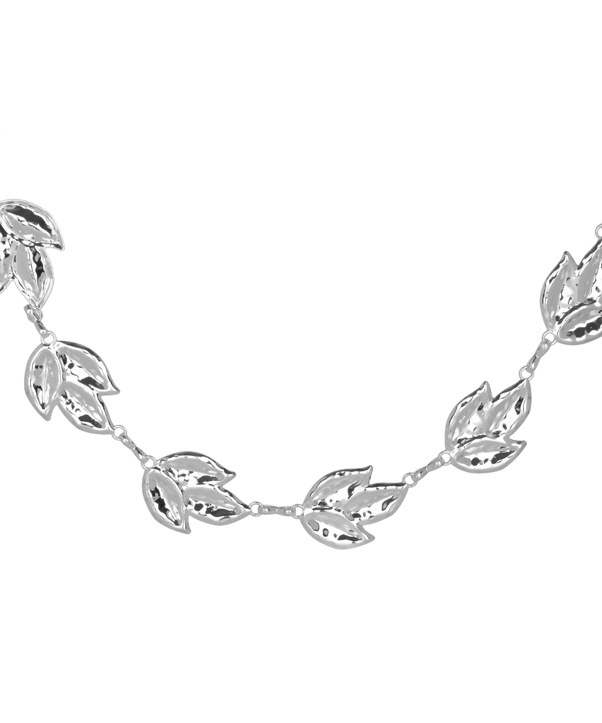 Waist chain with a repeating textured leaf motif