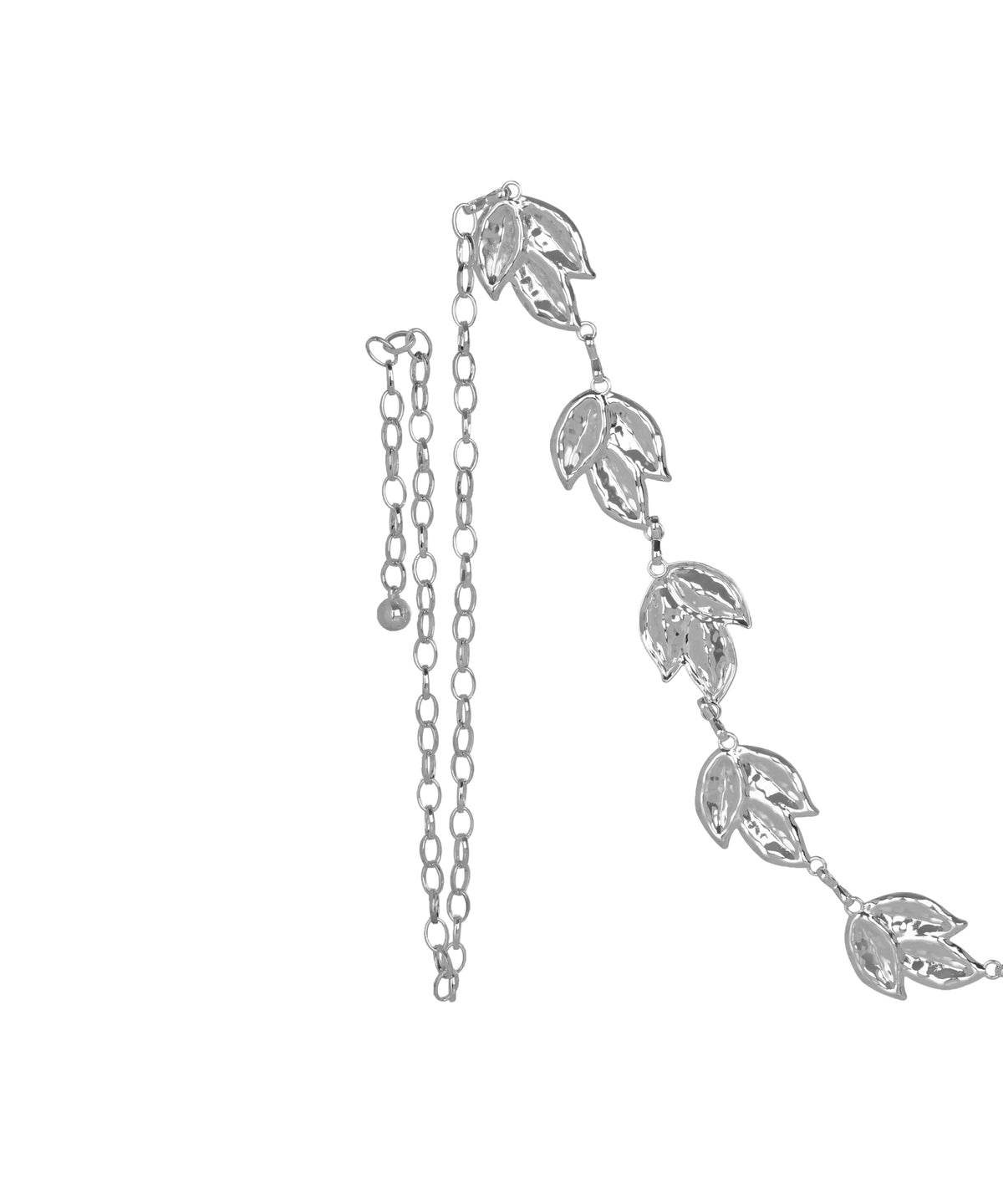 Waist chain with connected leaf-shaped design elements