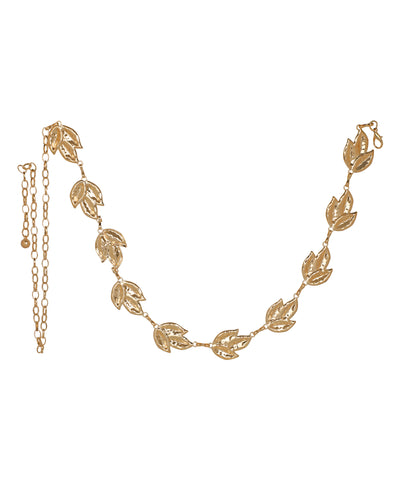 Waist chain with a repeating textured leaf motif