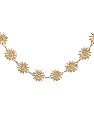 Waist chain with a long link structure and floral elements