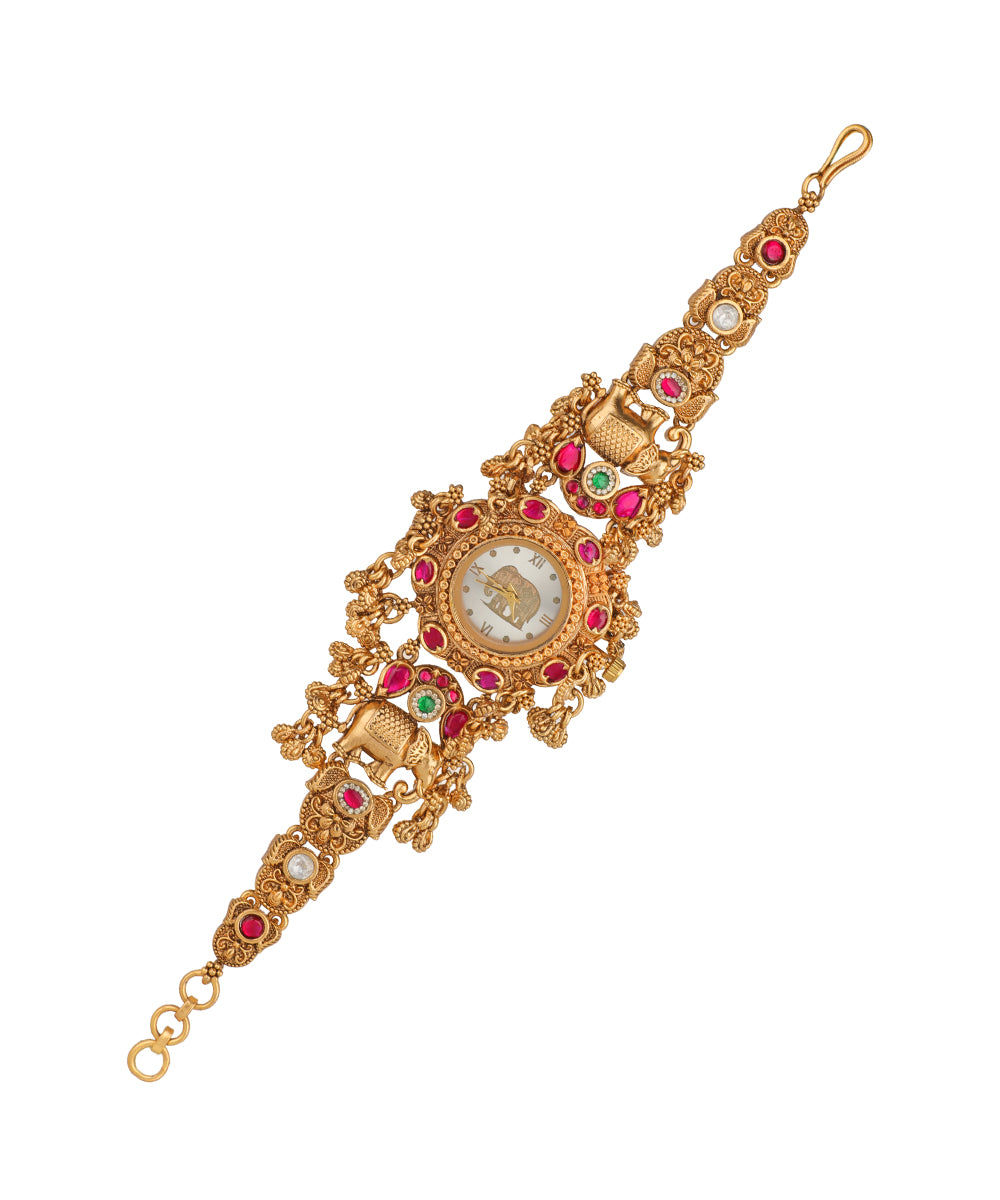 Heritage bracelet watch with ornate elephant motif