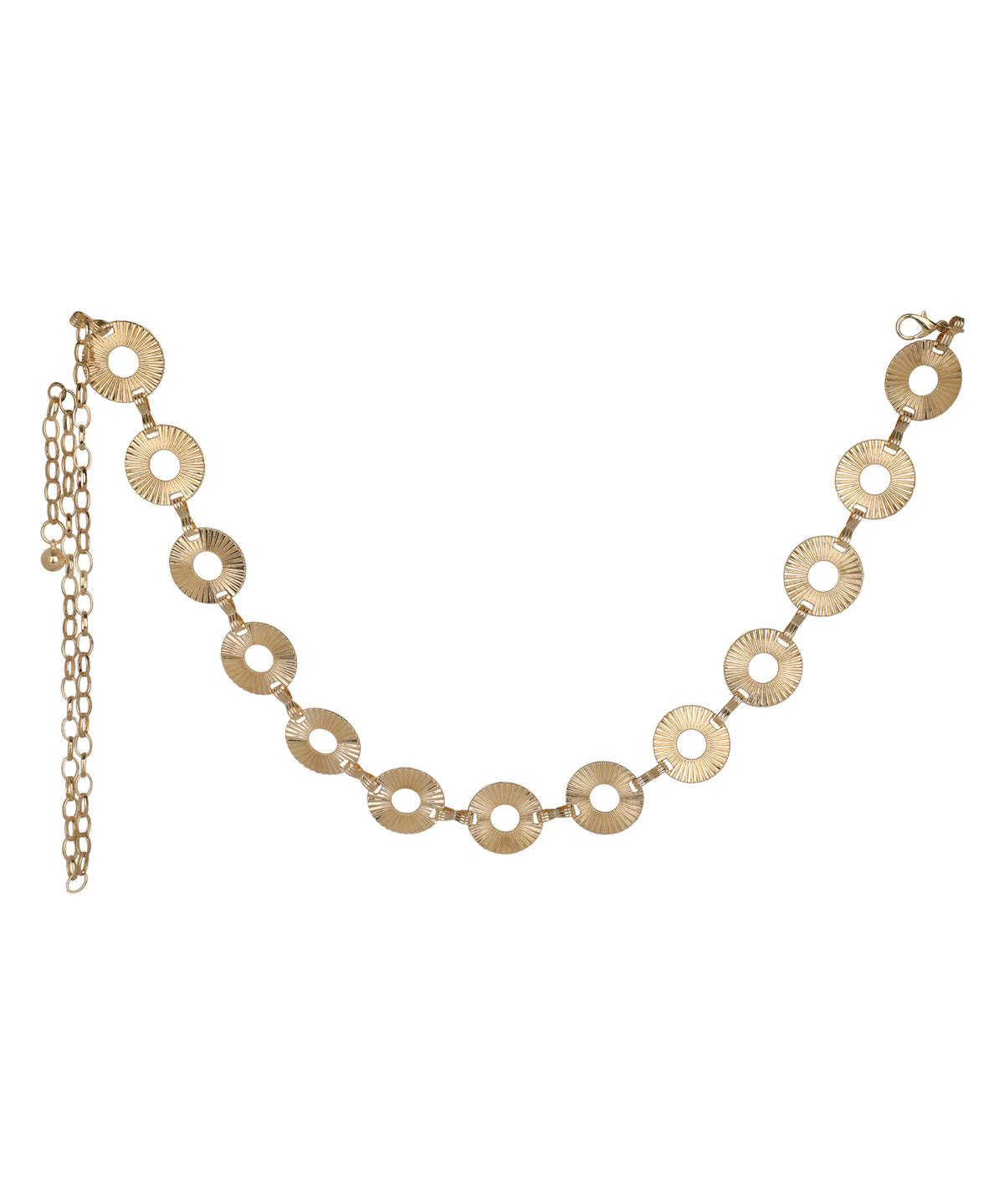 Waist chain featuring a series of circular disc links