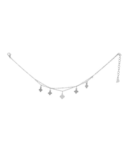 Double Chain Clover Charm Anklet | Stylika