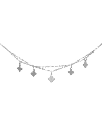Double Chain Clover Charm Anklet | Stylika