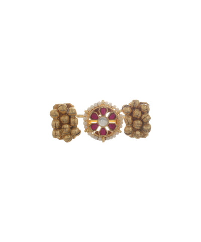 Floral Stone Cluster Ethnic Double Finger Ring | Stylika