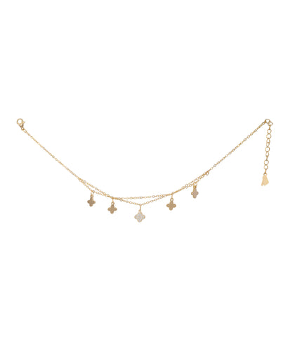 Double Chain Clover Charm Anklet | Stylika