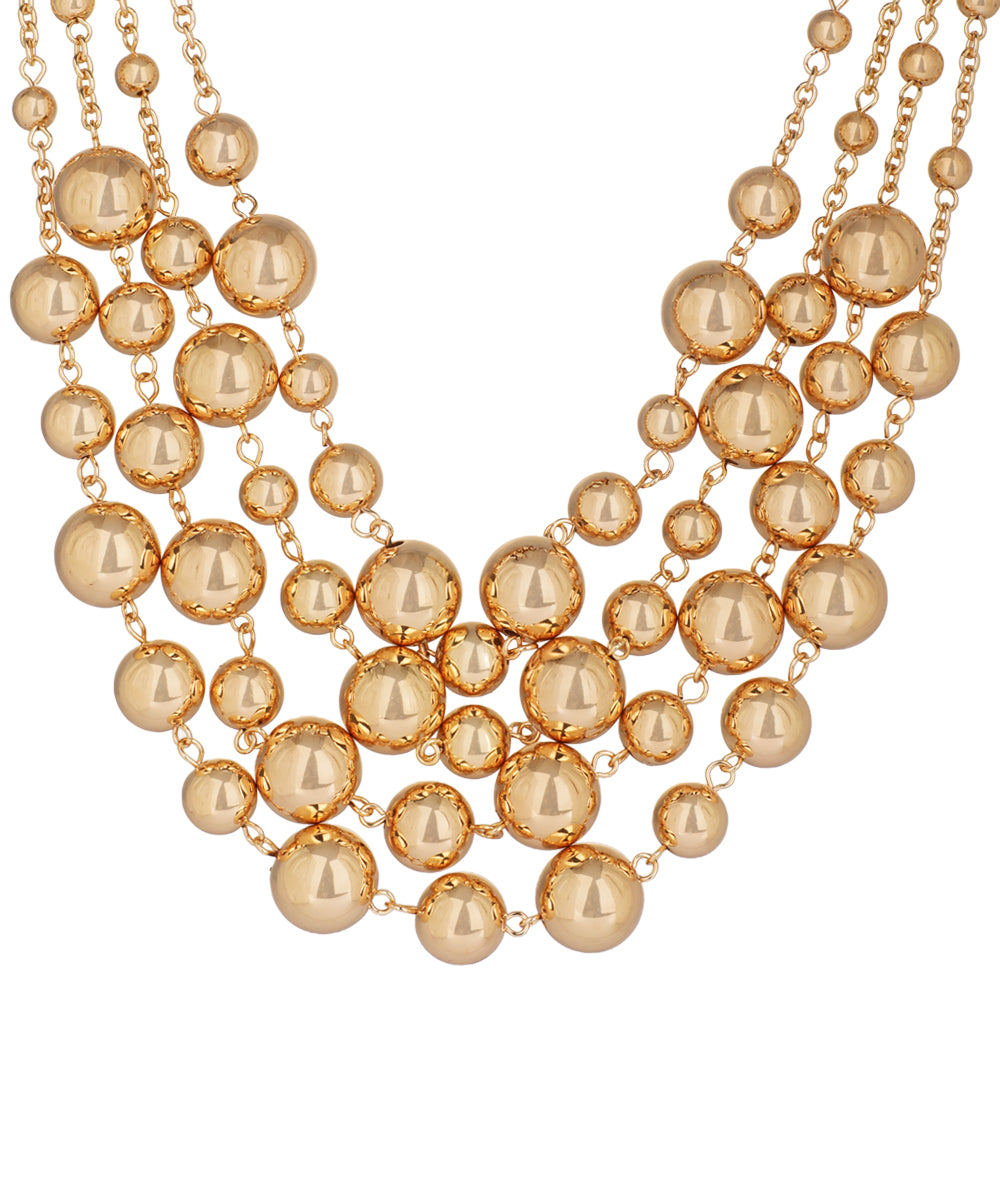 Layered Multi Strand Bead Detail Necklace | Stylika