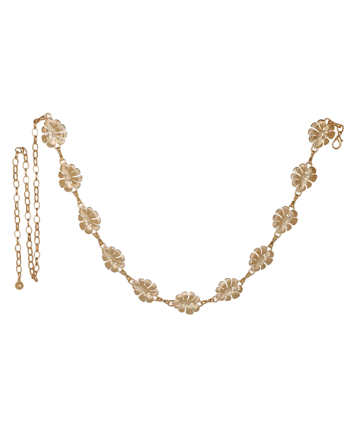 Waist chain with a repeating floral motif design