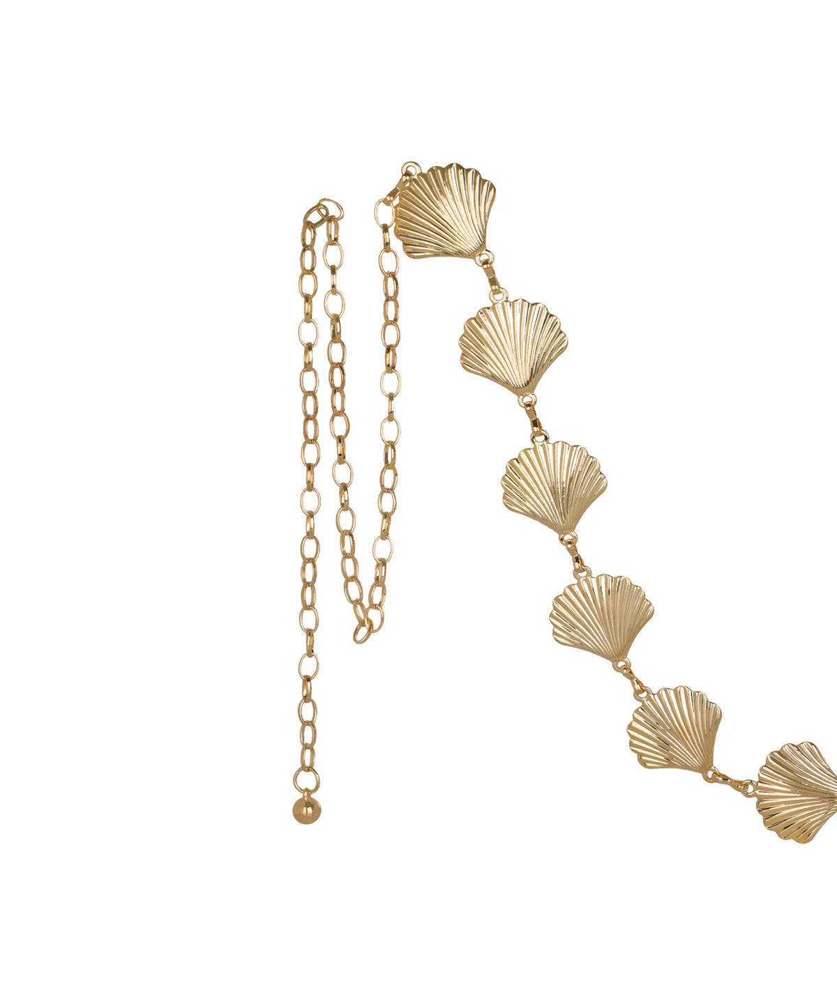 Waist chain designed with interconnected shell charms