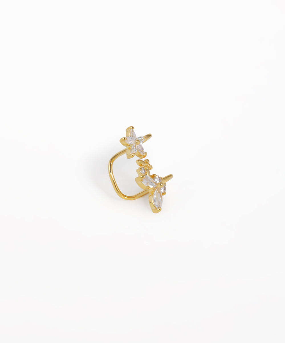 Flower & Butterfly Crystal Ear Cuff | Stylika