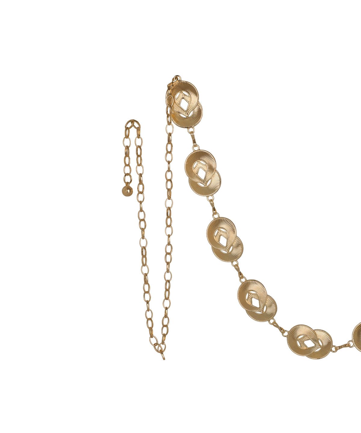 Waist chain with a repeating circular link arrangement