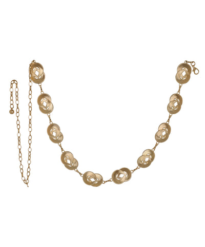 Waist chain with a series of textured circular link motifs