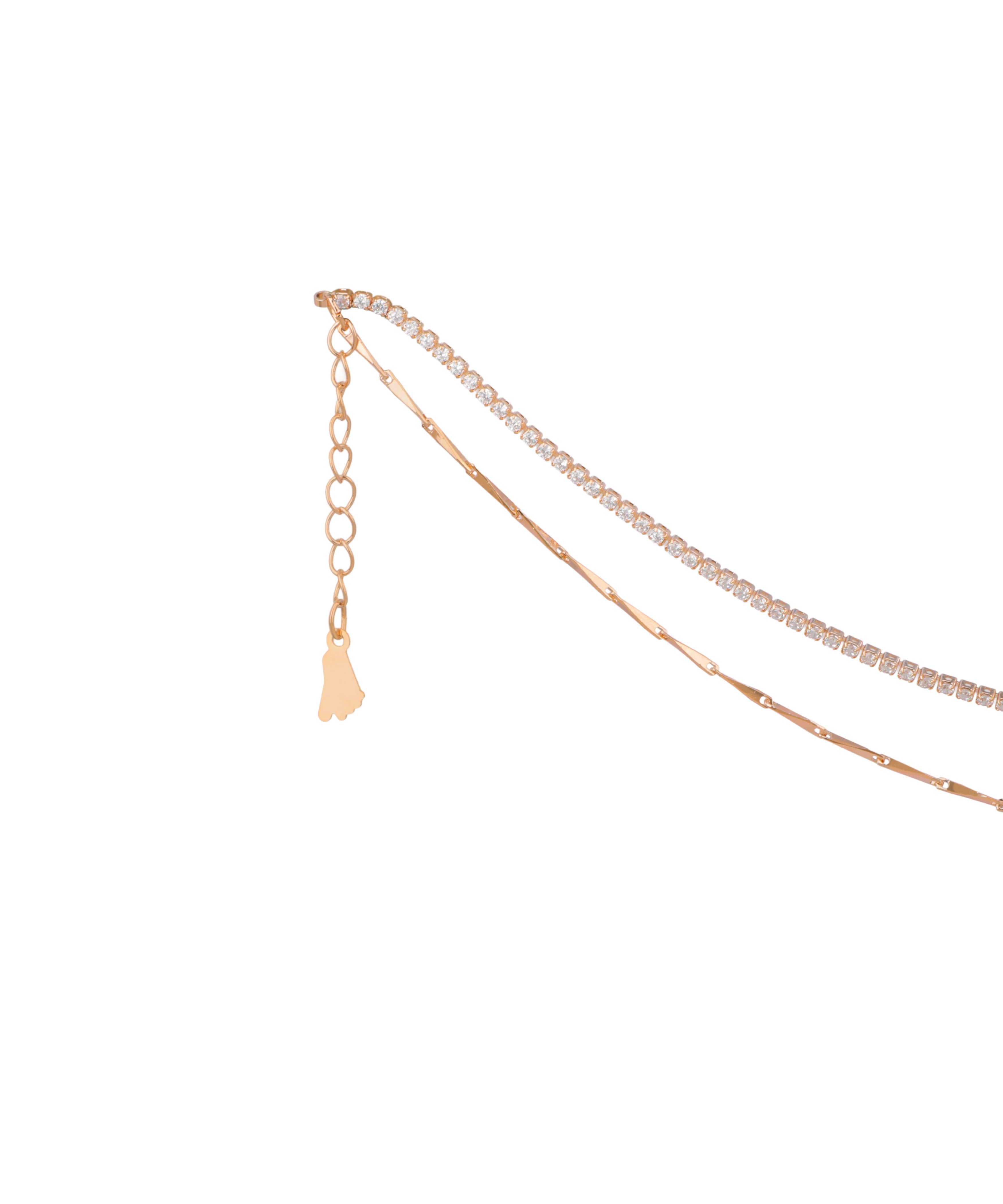 Double Layer Crystal Style Detail Anklet | Stylika