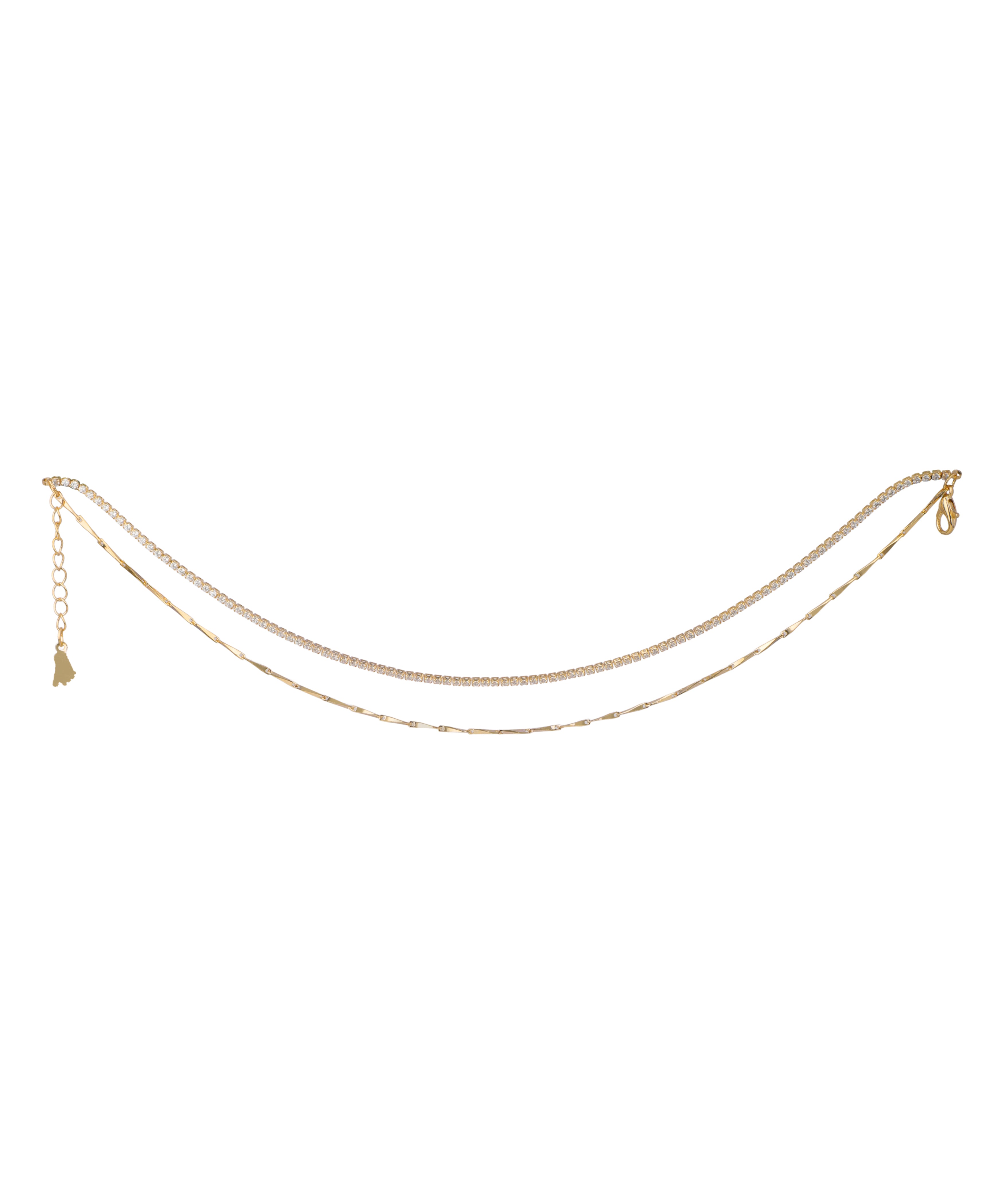 Double Layer Crystal Style Detail Anklet | Stylika