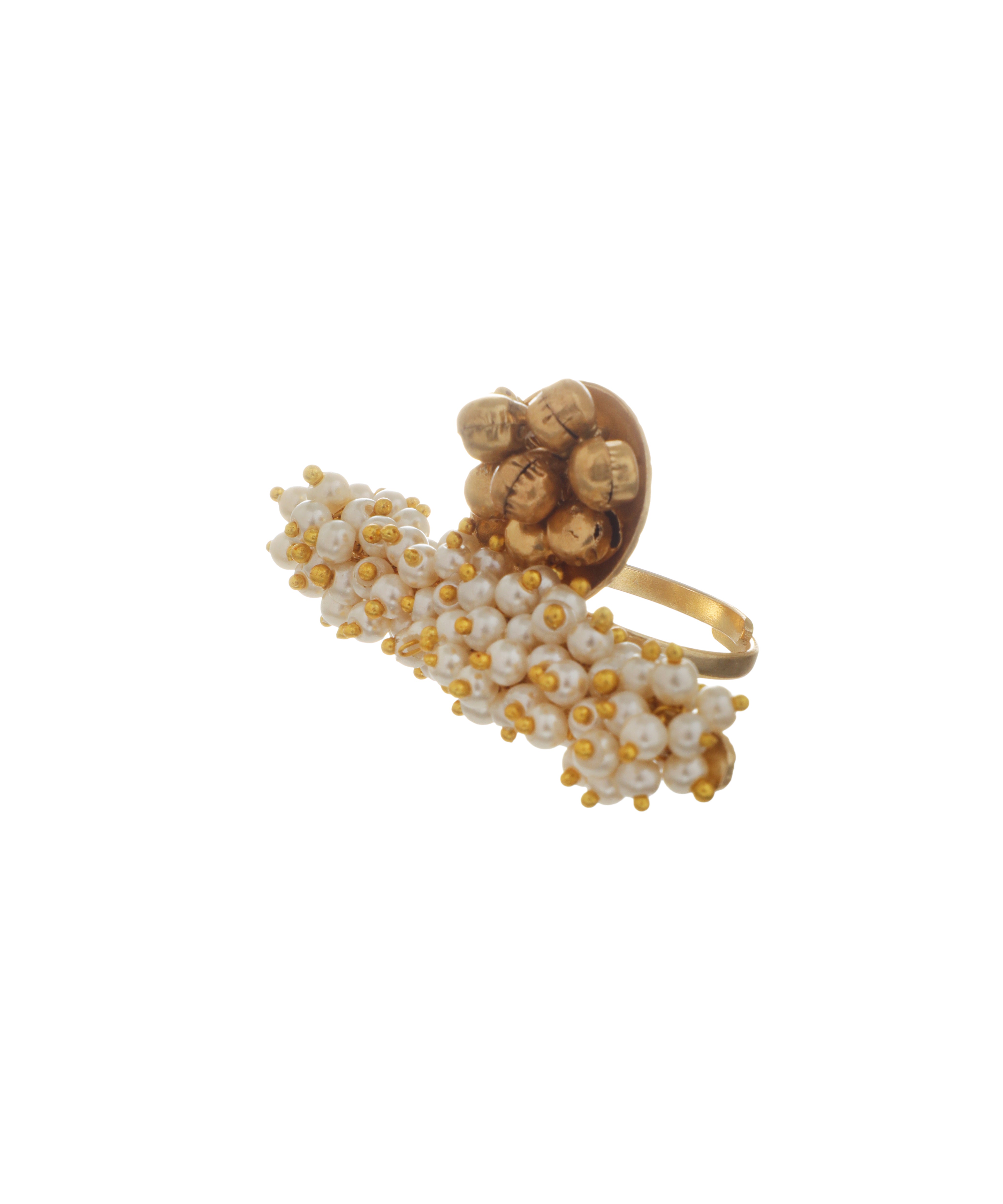Multi-Bead Embellishment Ethnic Double Finger Ring | Stylika