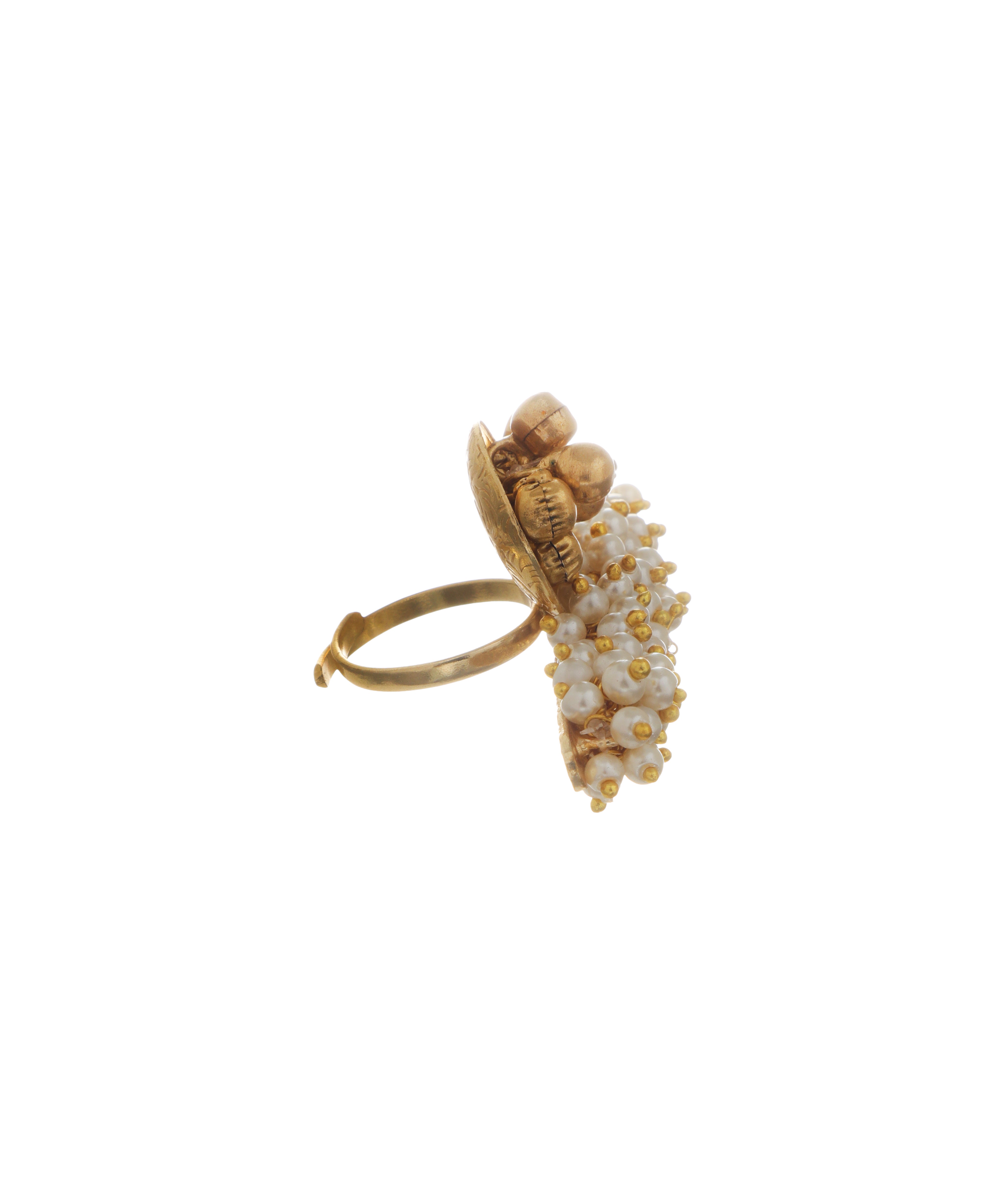 Multi-Bead Embellishment Ethnic Double Finger Ring | Stylika