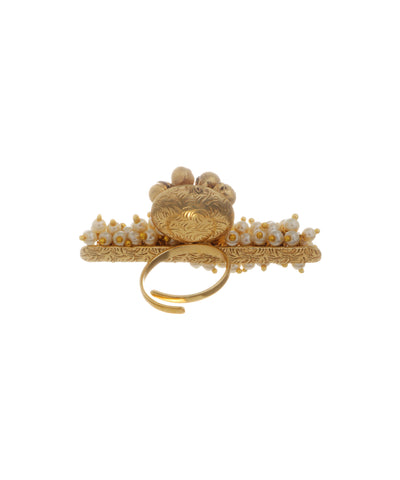 Multi-Bead Embellishment Ethnic Double Finger Ring | Stylika