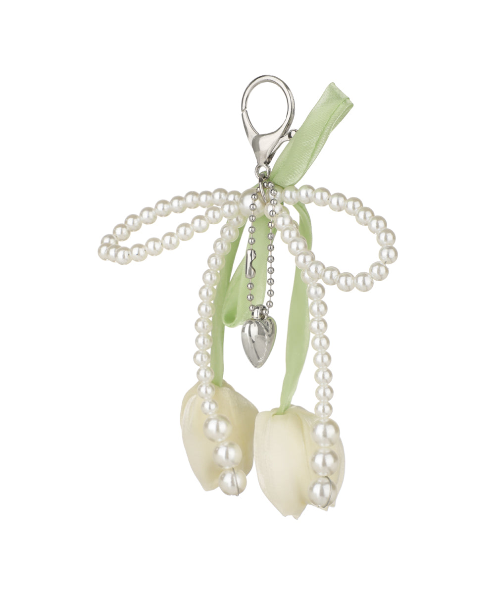 Sweet Tulip Petal & Pearl Strand Bag Charms | Stylika