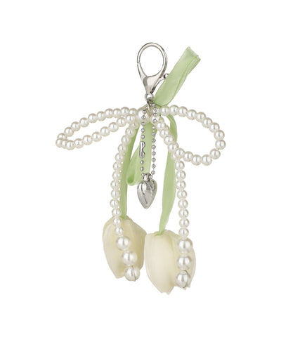 Sweet Tulip Petal & Pearl Strand Bag Charms | Stylika