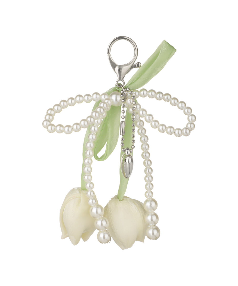 Sweet Tulip Petal & Pearl Strand Bag Charms | Stylika