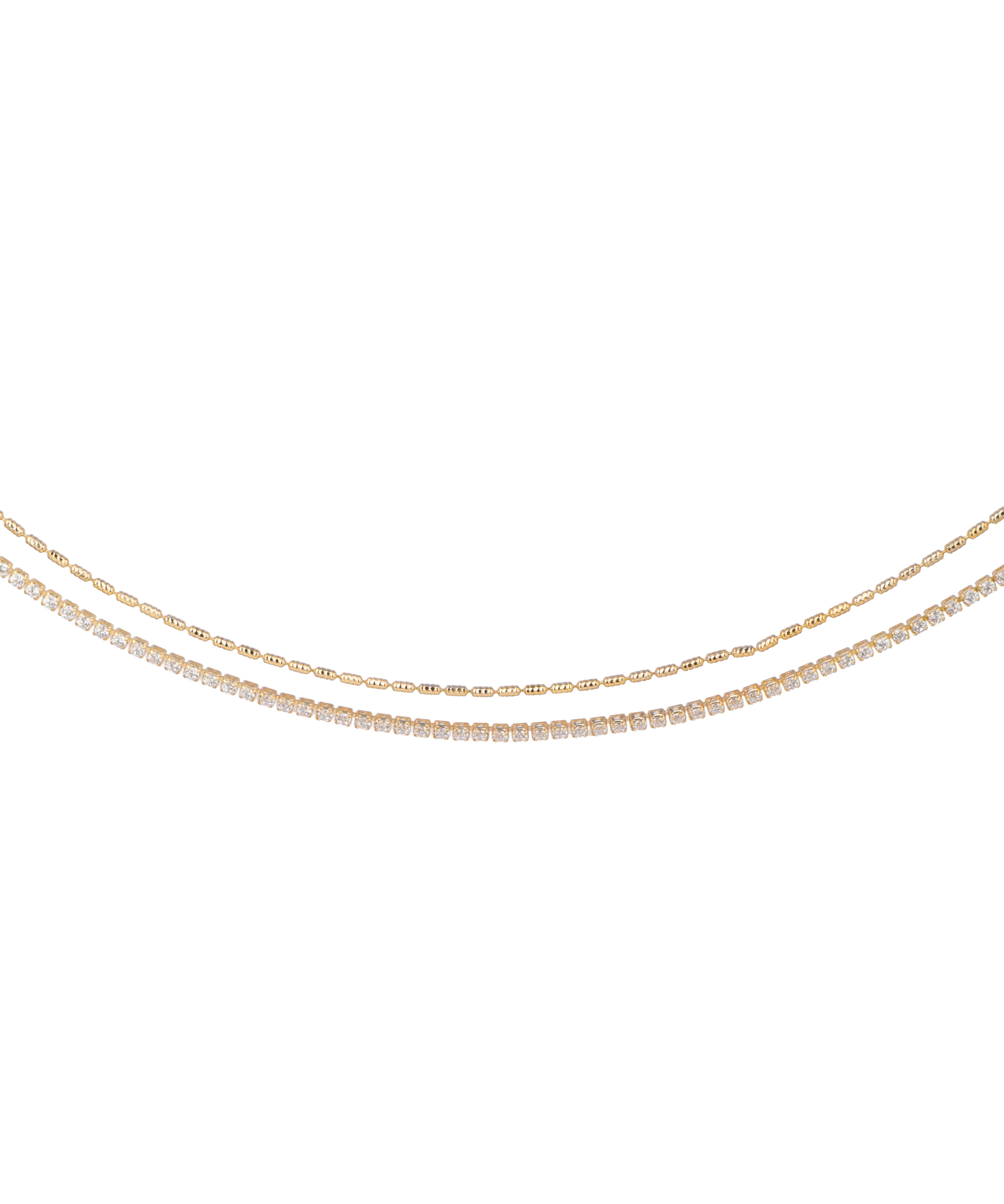 Double Layered Crystal Detail Anklet | Stylika