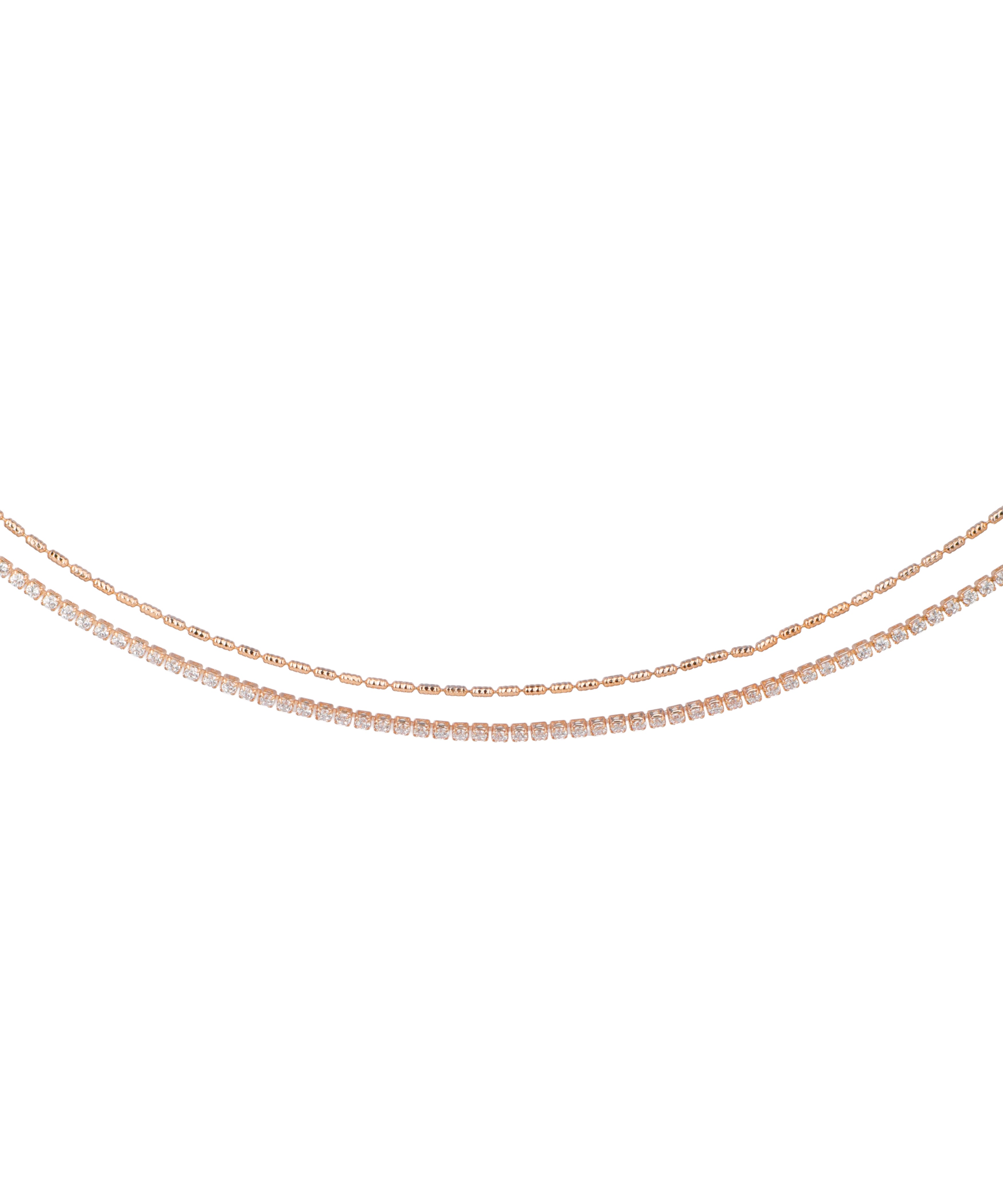 Double Layered Crystal Detail Anklet | Stylika