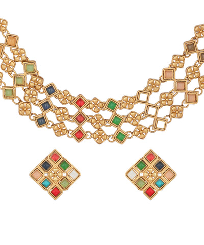 Phool Chaukat Link multicolour Necklace | Stylika
