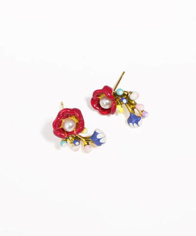 Playful Floral Enamel Drop Earrings | Stylika