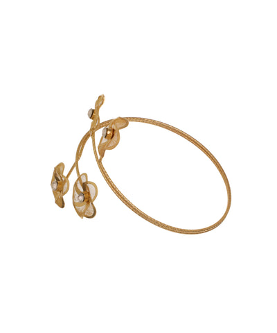 Ornate Floral Arm Cuff with Mesh Petals and Stones | Stylika