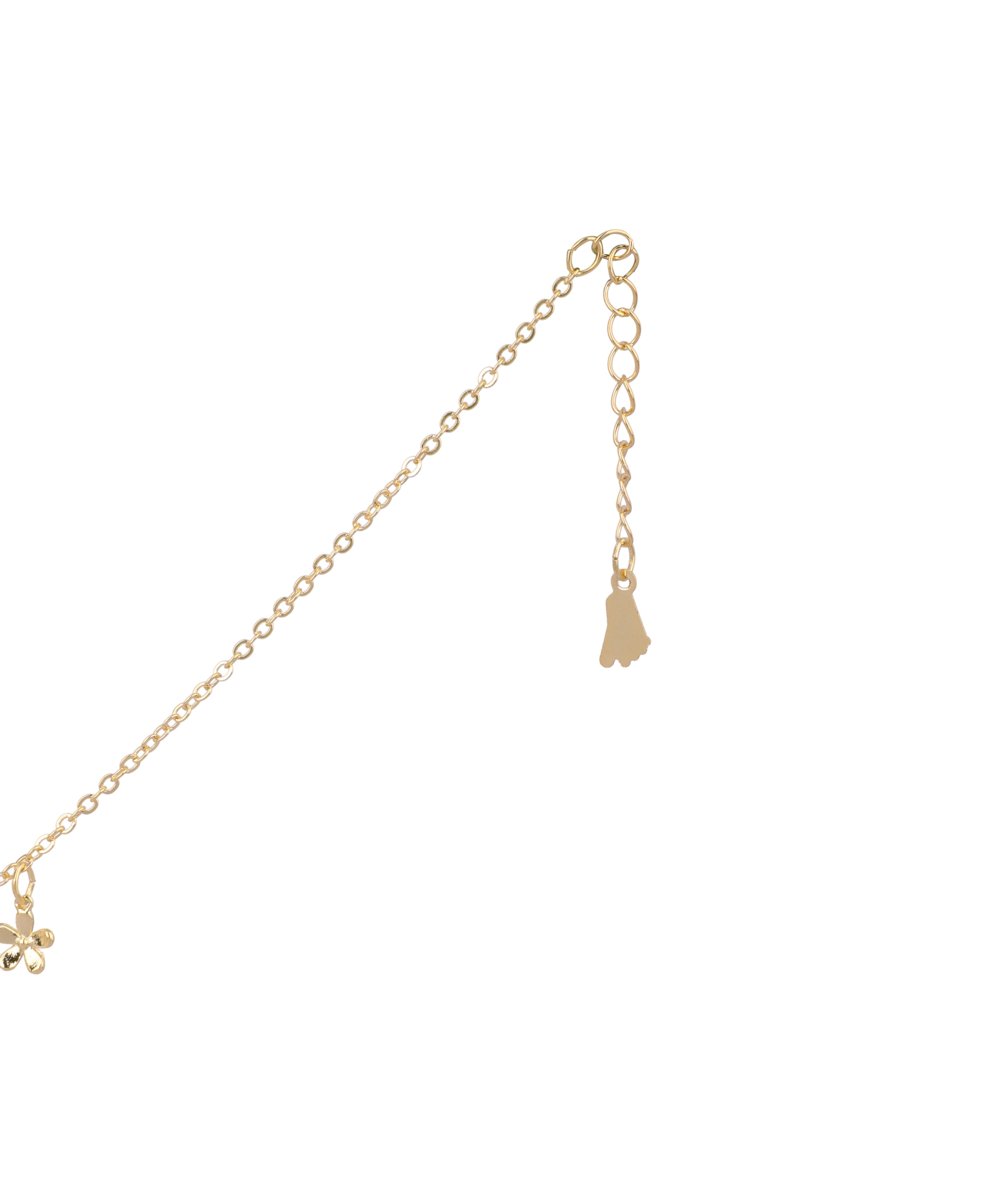Floral Charm Drop Anklet in Gold-Tone Finish | Stylika