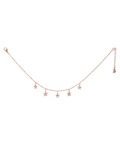 Floral Charm Drop Anklet in Gold-Tone Finish | Stylika