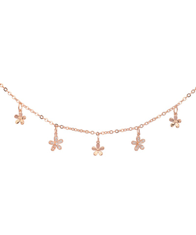 Floral Charm Drop Anklet in Gold-Tone Finish | Stylika